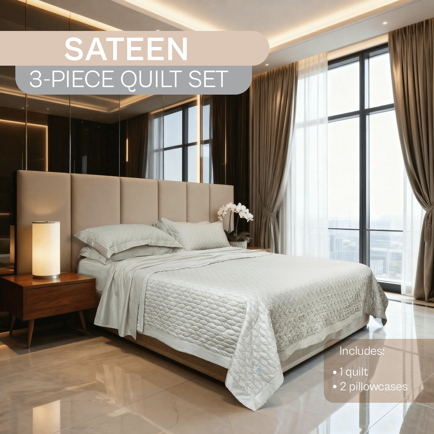 Spring by Rosse™ Sateen Quilt Set | 100% Cotton | 400 TC Oeko-Tex