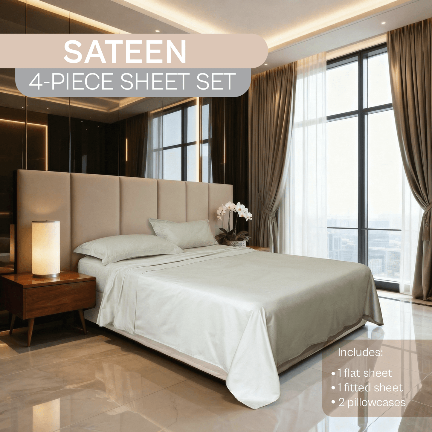 Spring by Rosse™ Sateen Sheet Set | 100% Cotton | 400 Thread Count Oeko-Tex Certified