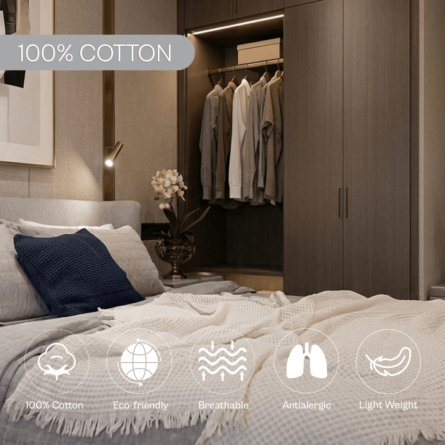 Spring by Rosse™ Waffle Weave Bed Blanket | Soft Textured 100% Cotton