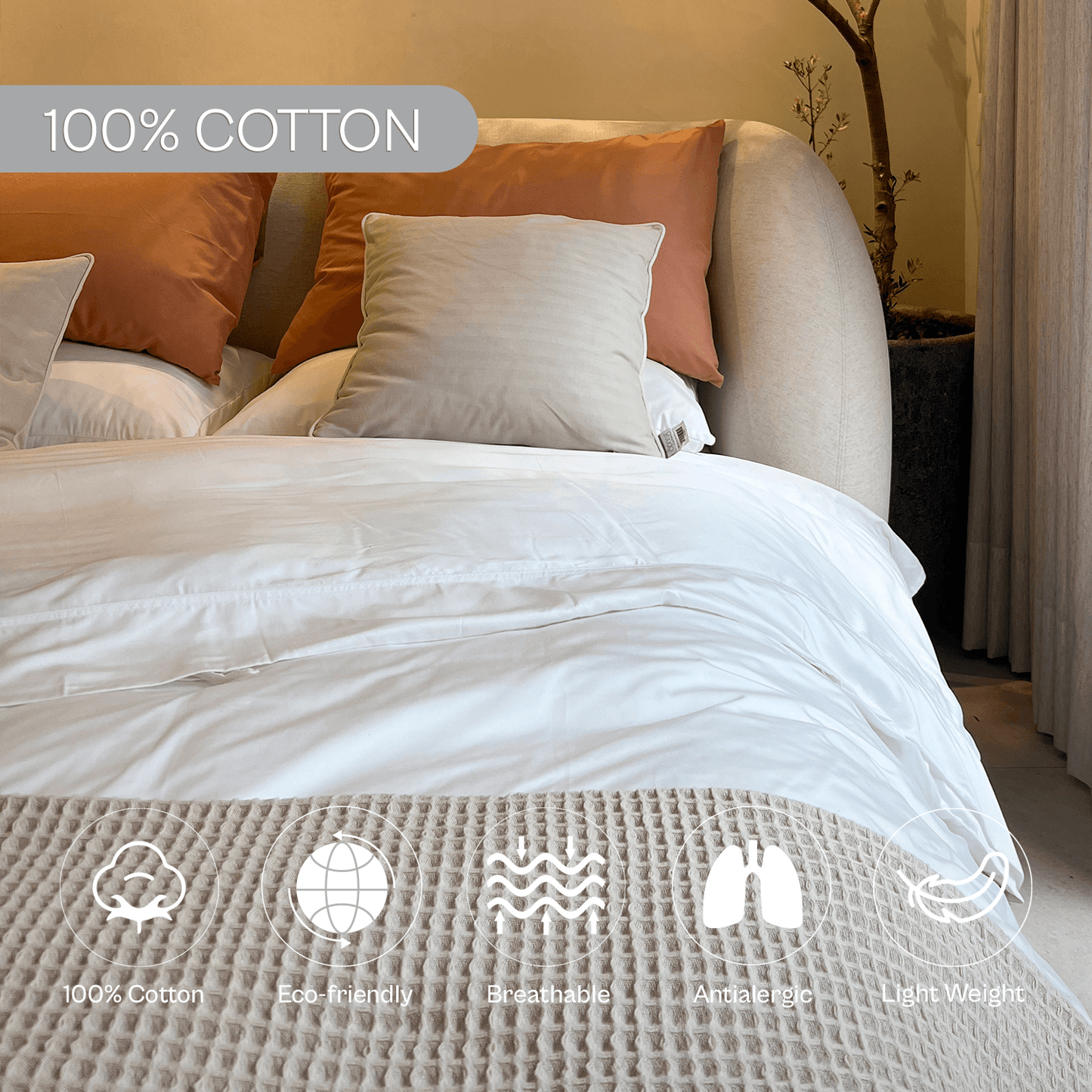 Spring by Rosse™ Waffle Weave Bed Blanket | Soft Textured 100% Cotton