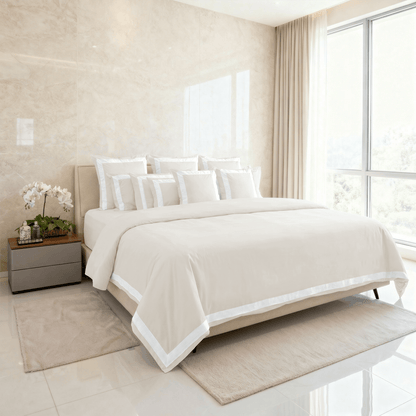 Spring by Rosse™ Mileto Duvet Cover Set | 500 TC Luxury Sateen Bedding | 100% Cotton Soft Breathable Premium Comforter Cover with Tailored Inset Border