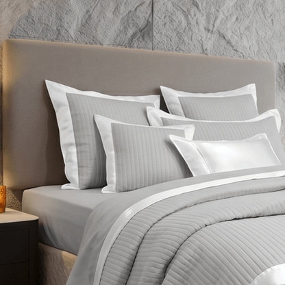 Spring by Rosse™ Quilted Sham Duetto | Filled Decorative Pillow Sham, 100% Cotton Sateen Outer Cover | 400 Thread Count, Polyester Fill