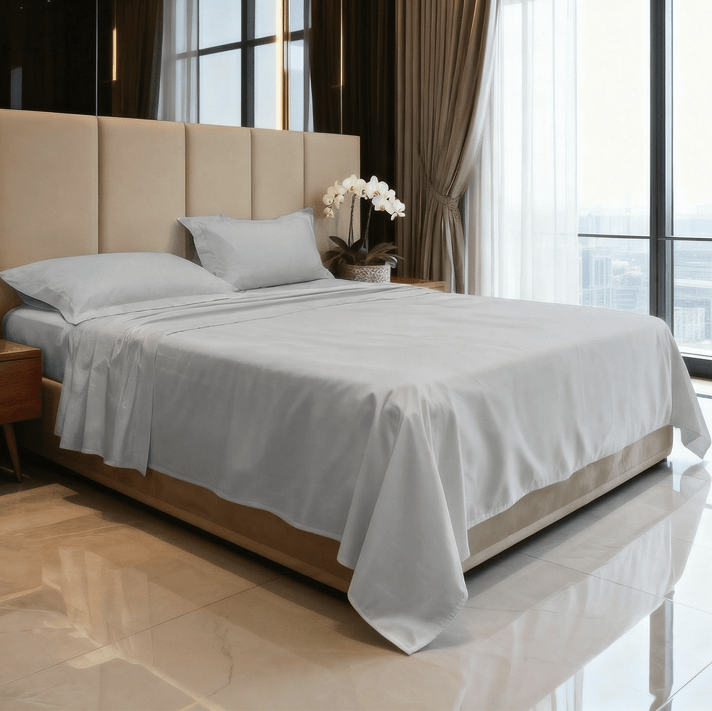 Spring by Rosse™ Sateen Sheet Set | Premium 400 TC Long-Staple Bed Sheets | 100% Cotton | Deep Pocket Fitted Sheet & Pillowcases | Luxury Soft Bedding