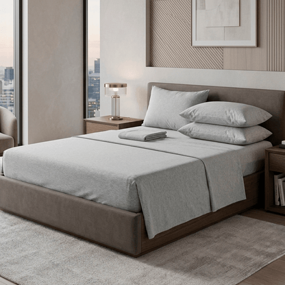 Spring by Rosse™ Soft Jersey Sheet Set | T-Shirt Knit Bed Sheets | 135 GSM 100% Cotton | Wrinkle-Free Bedding | Deep Pocket Fitted Sheet | Soft Stretch