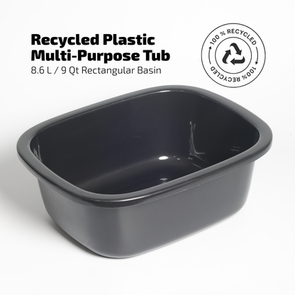 SUPERIOR Plásticos™ Recycled Plastic Multi-Purpose Tub, 8.6 L / 9 Qt Rectangular Basin