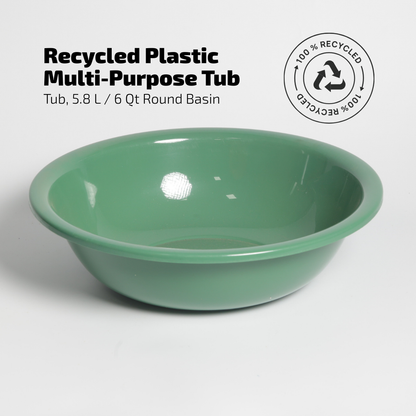 SUPERIOR Plásticos™ Recycled Plastic Multi-Purpose Tub, 5.8 L / 6 Qt Round Basin (Black)