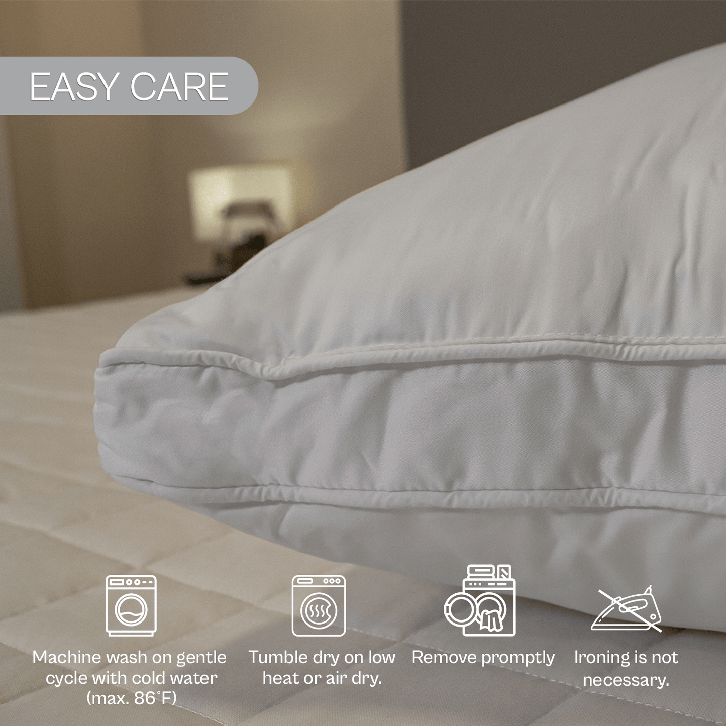 Spring by Rosse™ Duetto Pillow Insert Bamboo, Down Alternative Polyester Fill | Soft Breathable Durable | Everyday Comfort | Bed Pillow | Hypoallergenic Suppor