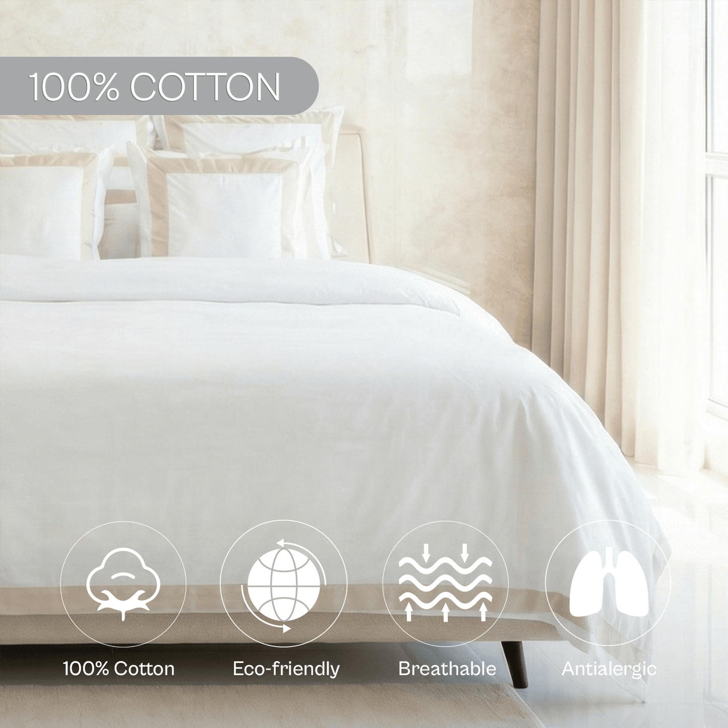 Spring by Rosse™ Mileto Duvet Cover Set | Soft Smooth Breathable | 100% Cotton | Complete Bedding Set 500 Thread Count Sateen | Oeko-Tex Certified