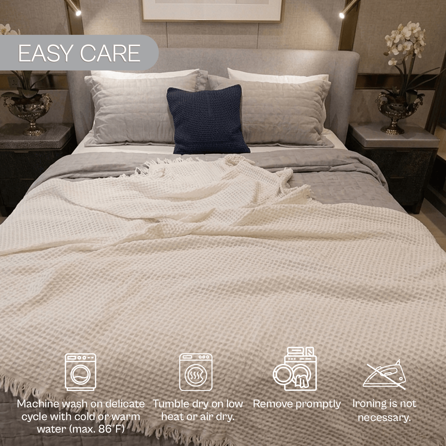 Spring by Rosse™ Waffle Weave Bed Blanket | Soft Textured 100% Cotton